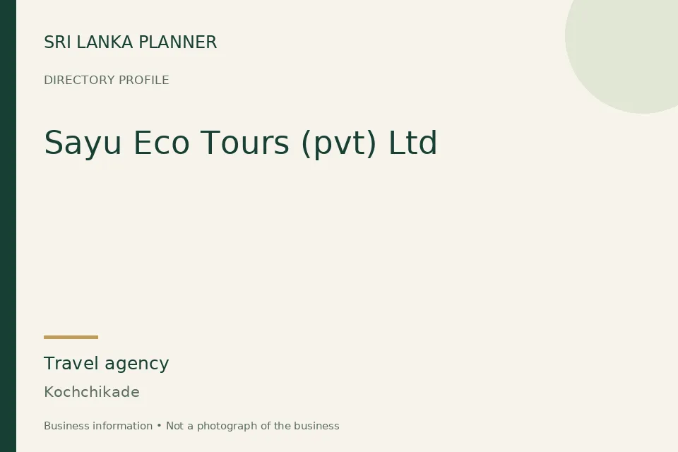 Directory cover for Sayu Eco Tours (pvt) Ltd in Kochchikade, Sri Lanka
