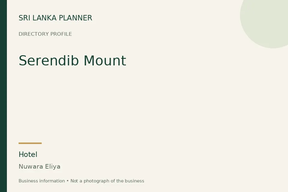Directory cover for Serendib Mount in Nuwara Eliya, Sri Lanka