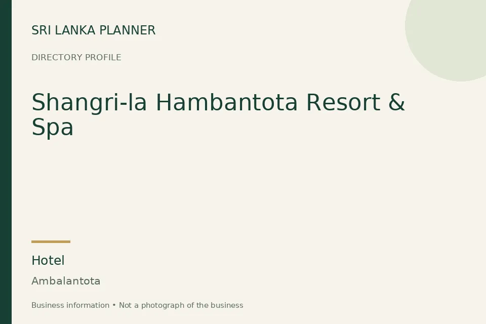 Directory cover for Shangri-la Hambantota Resort & Spa in Ambalantota, Sri Lanka
