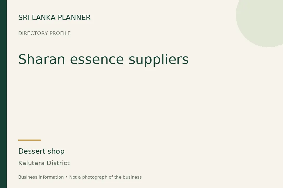 Directory cover for Sharan essence suppliers in Kalutara District, Sri Lanka