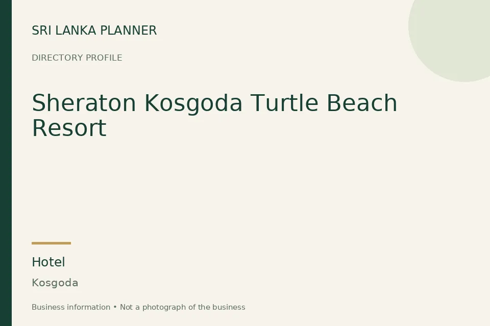 Directory cover for Sheraton Kosgoda Turtle Beach Resort in Kosgoda, Sri Lanka