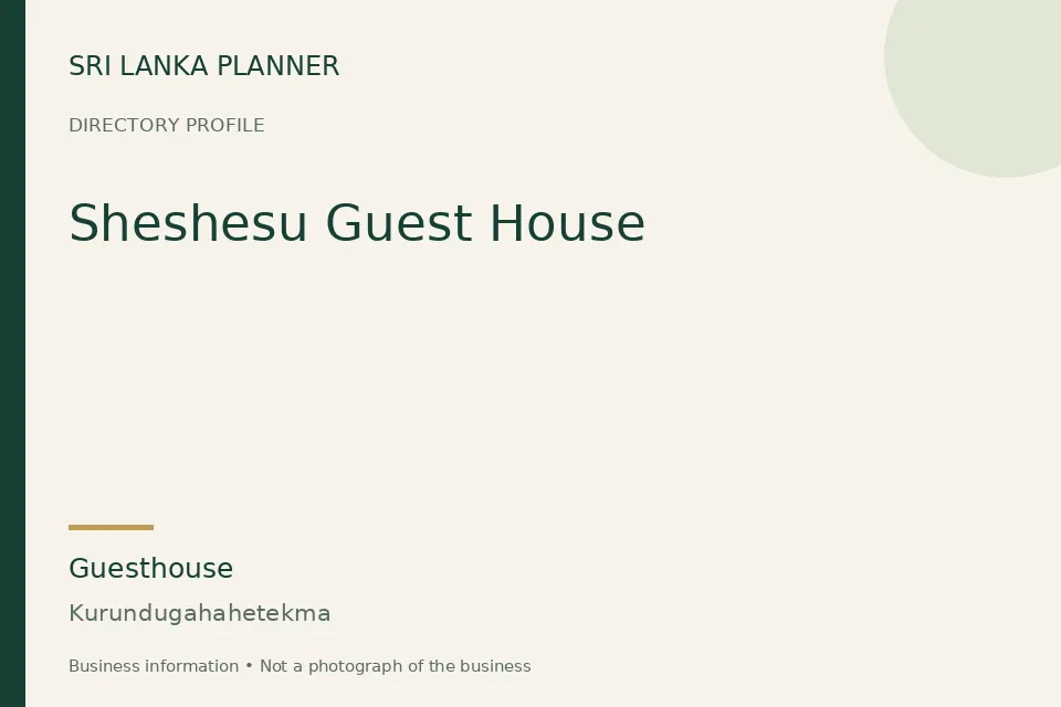 Directory cover for Sheshesu Guest House in Kurundugahahetekma, Sri Lanka