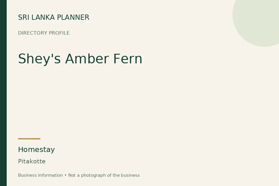 Directory cover for Shey's Amber Fern in Pitakotte, Sri Lanka