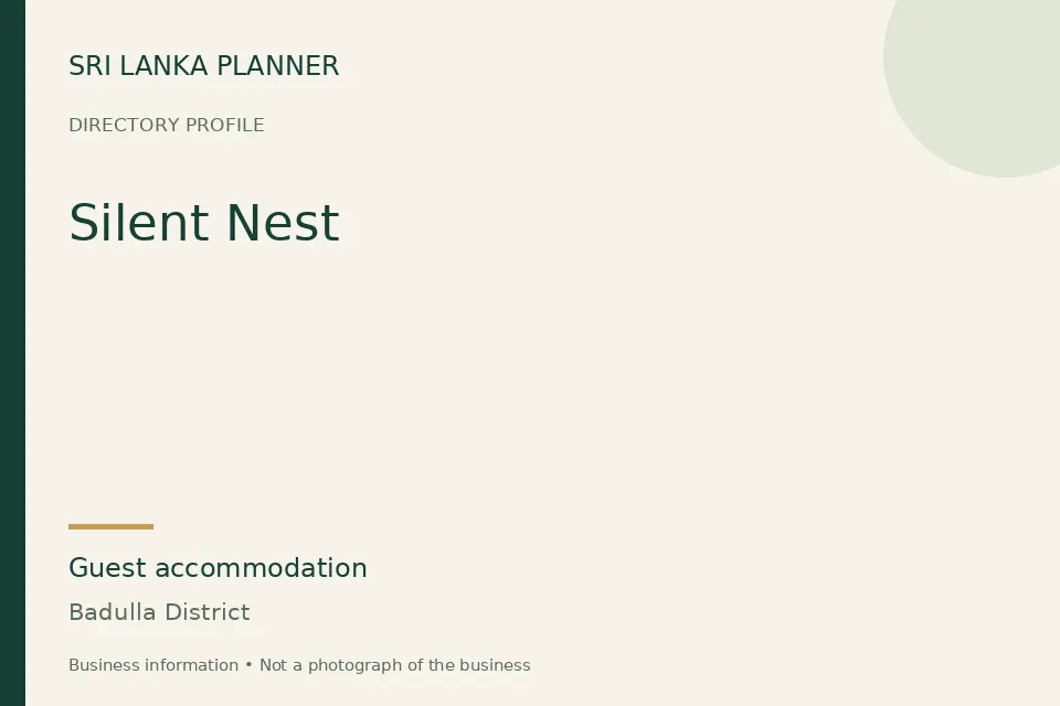 Directory cover for Silent Nest in Badulla District, Sri Lanka