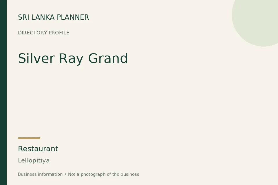 Directory cover for Silver Ray Grand in Lellopitiya, Sri Lanka