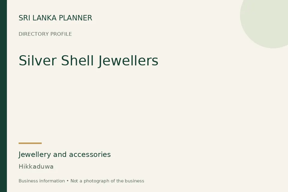 Directory cover for Silver Shell Jewellers in Hikkaduwa, Sri Lanka
