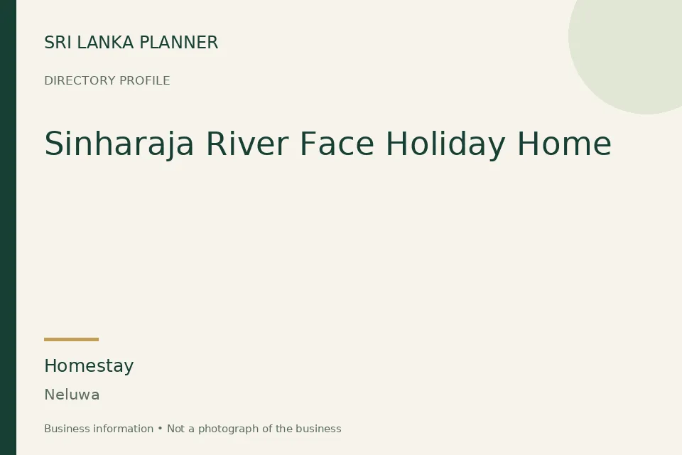 Directory cover for Sinharaja River Face Holiday Home in Neluwa, Sri Lanka