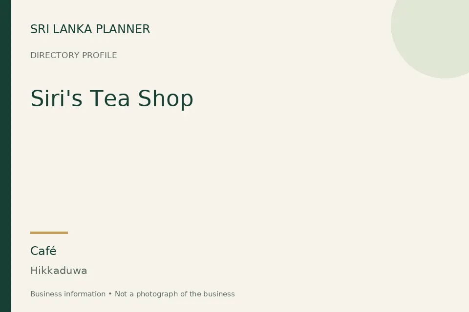 Directory cover for Siri's Tea Shop in Hikkaduwa, Sri Lanka