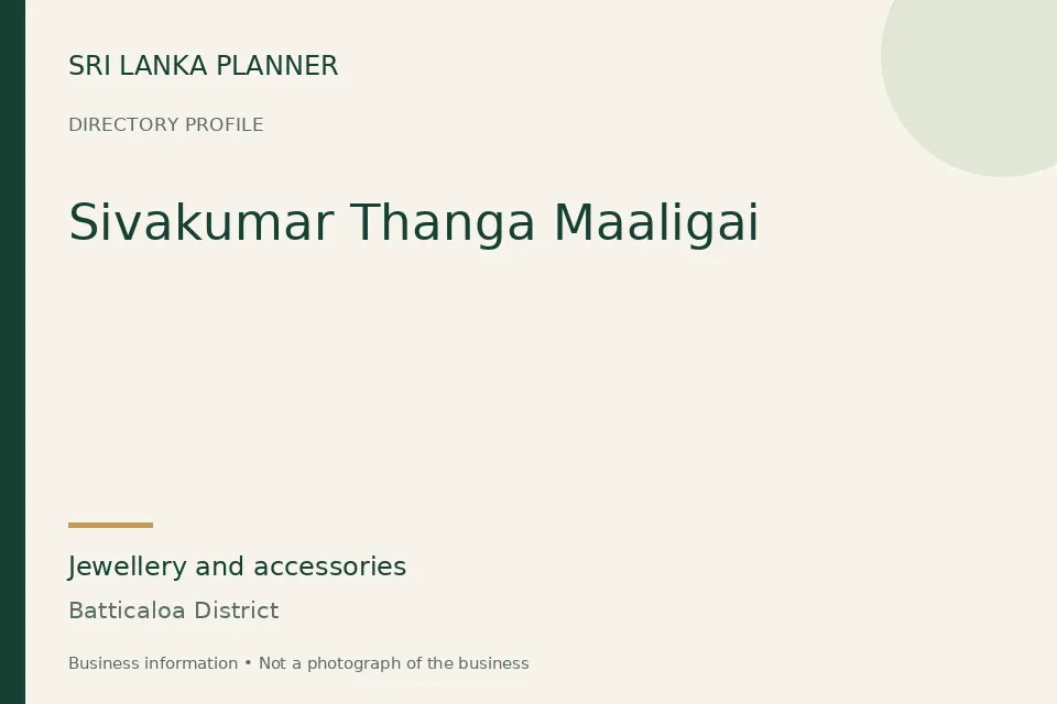 Directory cover for Sivakumar Thanga Maaligai in Batticaloa District, Sri Lanka