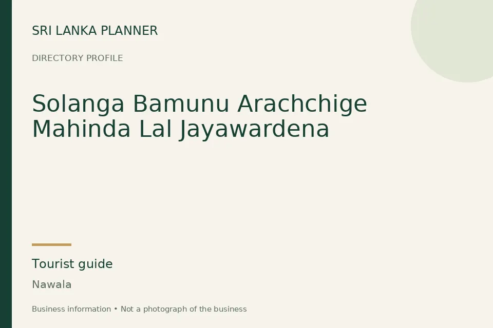 Directory cover for Solanga Bamunu Arachchige Mahinda Lal Jayawardena in Nawala, Sri Lanka