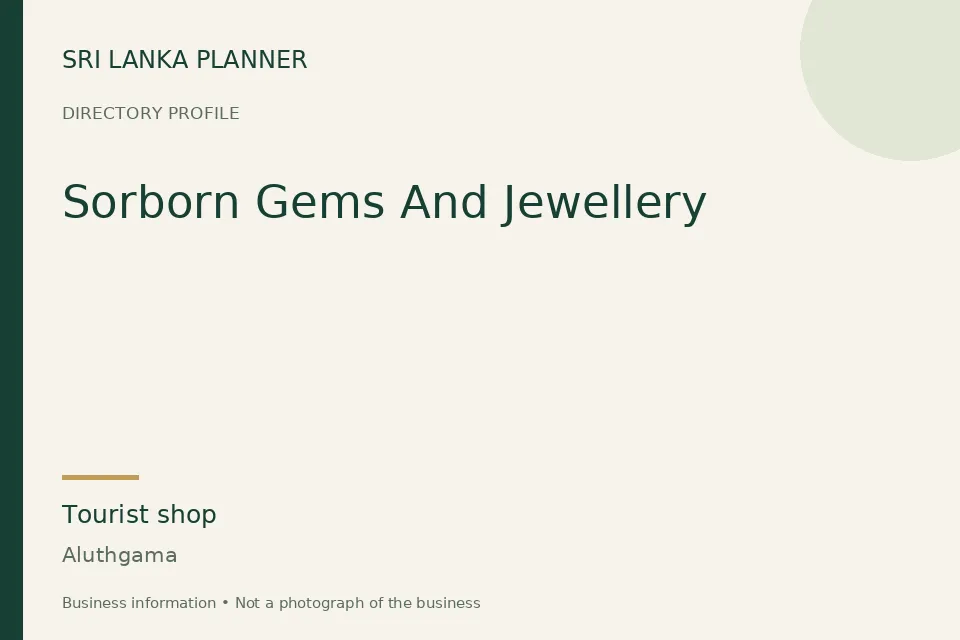 Directory cover for Sorborn Gems And Jewellery in Aluthgama, Sri Lanka