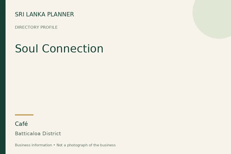 Directory cover for Soul Connection in Batticaloa District, Sri Lanka