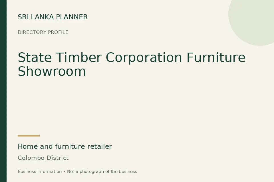 Directory cover for State Timber Corporation Furniture Showroom in Colombo District, Sri Lanka