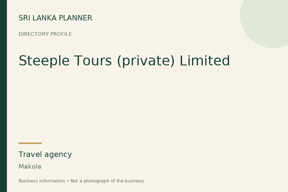 Directory cover for Steeple Tours (private) Limited in Makola, Sri Lanka