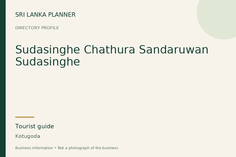 Directory cover for Sudasinghe Chathura Sandaruwan Sudasinghe in Kotugoda, Sri Lanka
