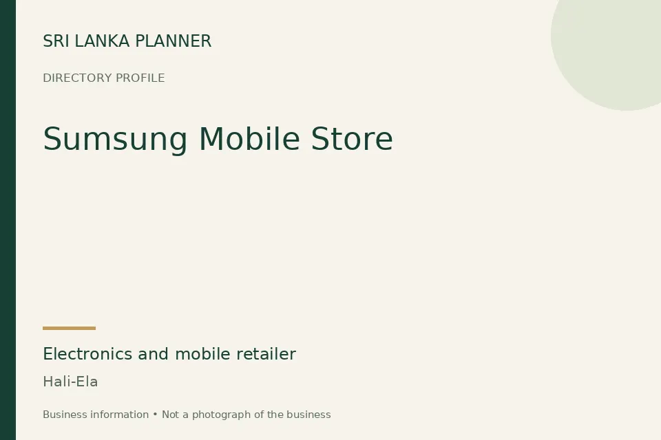 Directory cover for Sumsung Mobile Store in Hali-Ela, Sri Lanka