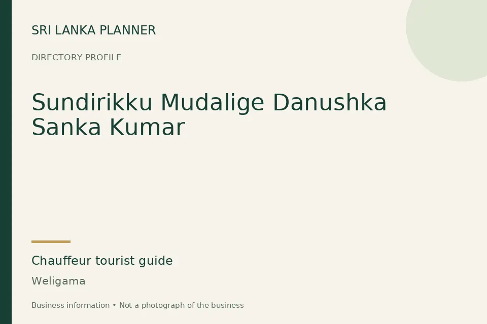 Directory cover for Sundirikku Mudalige Danushka Sanka Kumar in Weligama, Sri Lanka