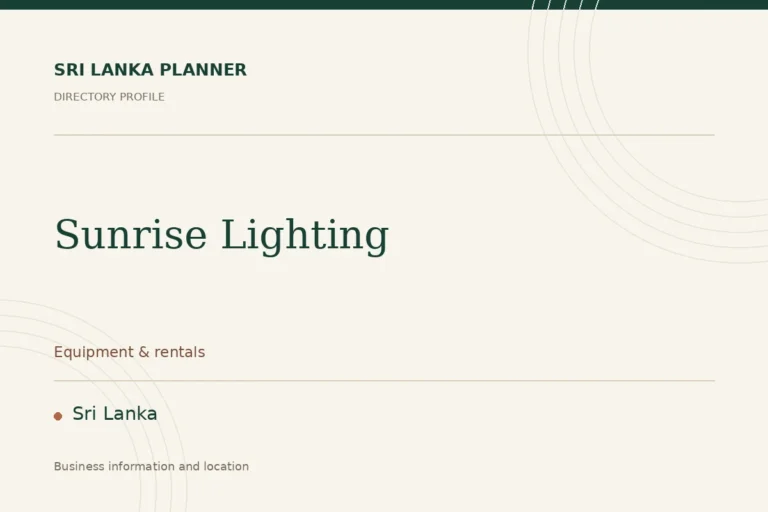 Directory cover for Sunrise Lighting in Sri Lanka, showing the business name and category.