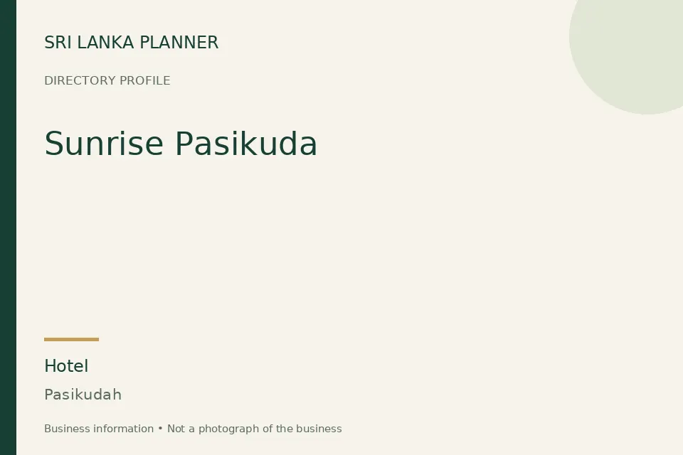 Directory cover for Sunrise Pasikuda in Pasikudah, Sri Lanka