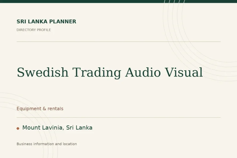Directory cover for Swedish Trading Audio Visual in Mount Lavinia, Sri Lanka, showing the business name and category.