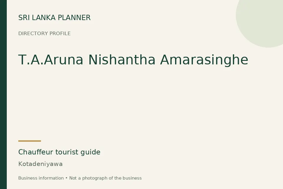Directory cover for T.A.Aruna Nishantha Amarasinghe in Kotadeniyawa, Sri Lanka