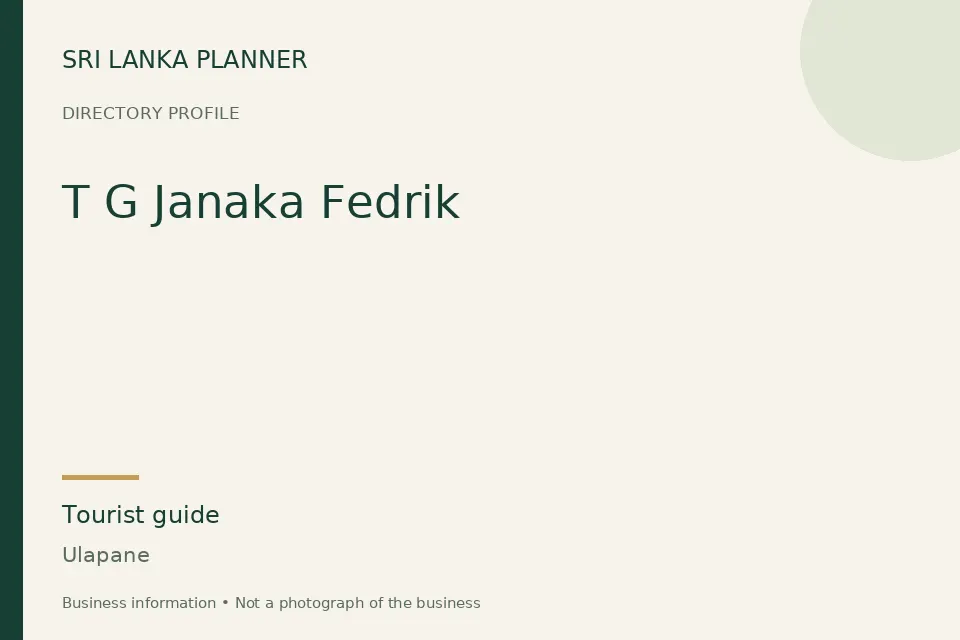 Directory cover for T G Janaka Fedrik in Ulapane, Sri Lanka