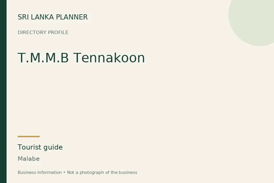 Directory cover for T.M.M.B Tennakoon in Malabe, Sri Lanka