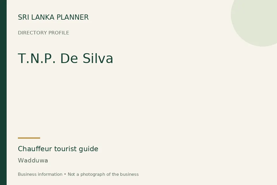 Directory cover for T.N.P. De Silva in Wadduwa, Sri Lanka