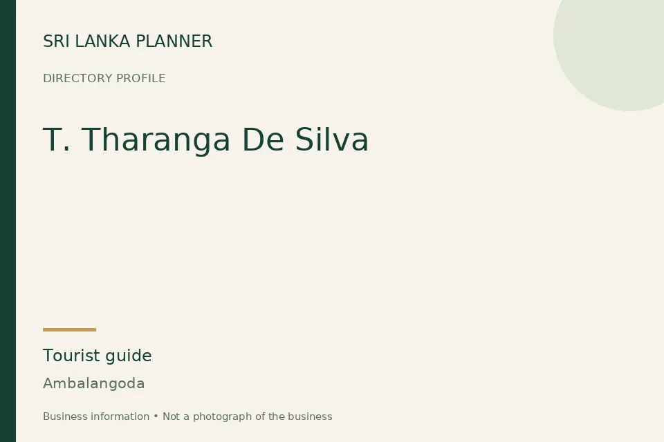 Directory cover for T. Tharanga De Silva in Ambalangoda, Sri Lanka