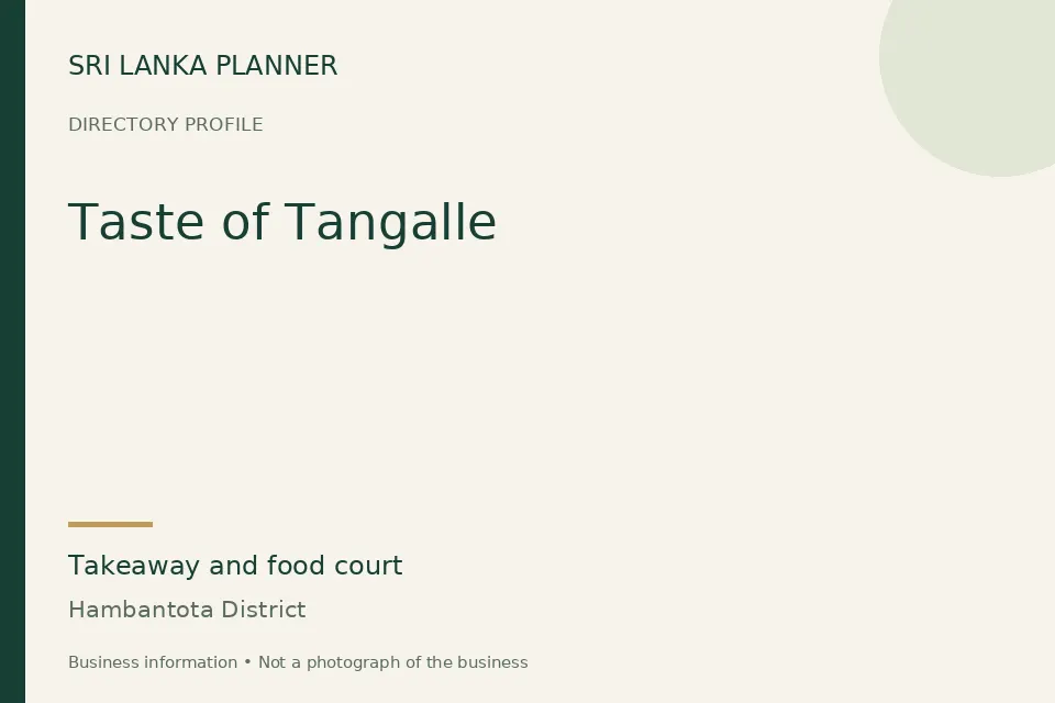 Directory cover for Taste of Tangalle in Hambantota District, Sri Lanka