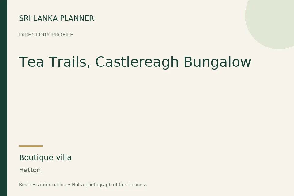 Directory cover for Tea Trails, Castlereagh Bungalow in Hatton, Sri Lanka