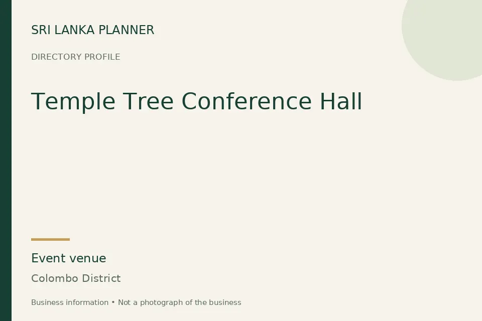 Directory cover for Temple Tree Conference Hall in Colombo District, Sri Lanka