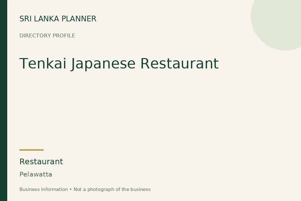 Directory cover for Tenkai Japanese Restaurant in Pelawatta, Sri Lanka