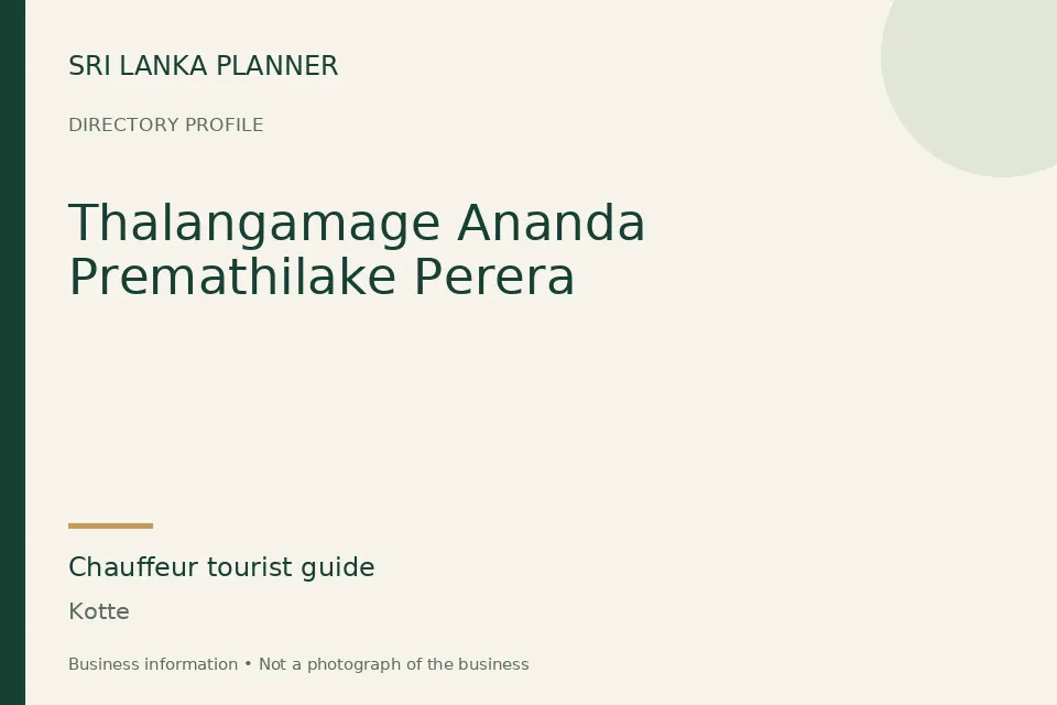 Directory cover for Thalangamage Ananda Premathilake Perera in Kotte, Sri Lanka