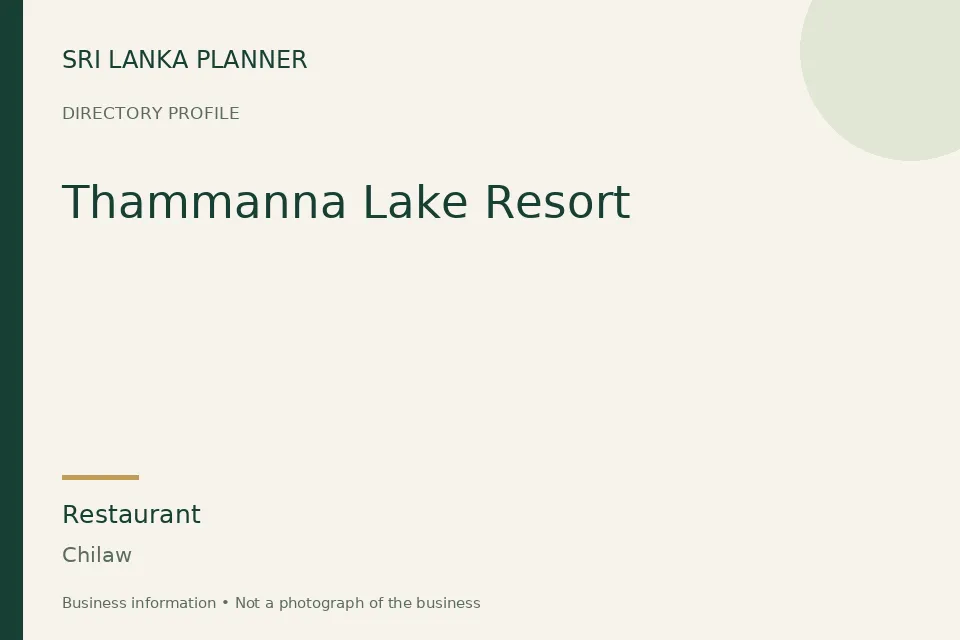 Directory cover for Thammanna Lake Resort in Chilaw, Sri Lanka