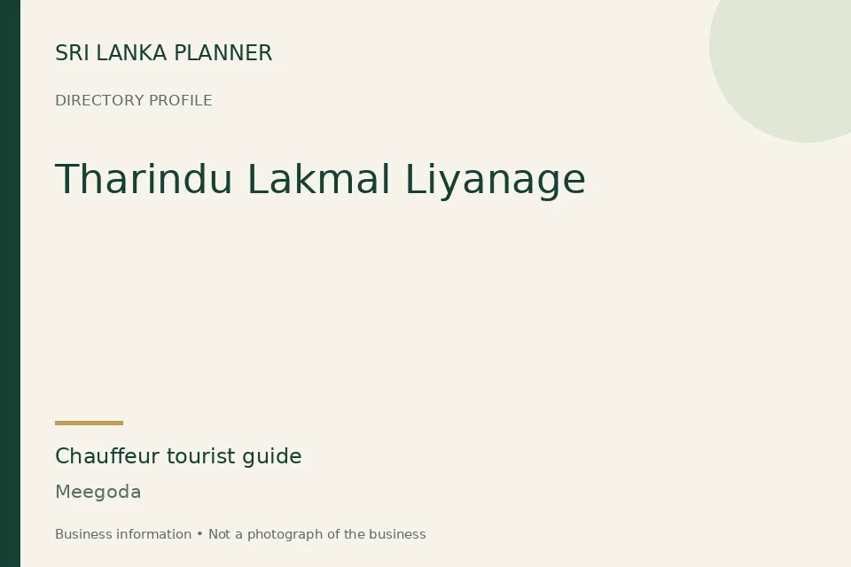 Directory cover for Tharindu Lakmal Liyanage in Meegoda, Sri Lanka