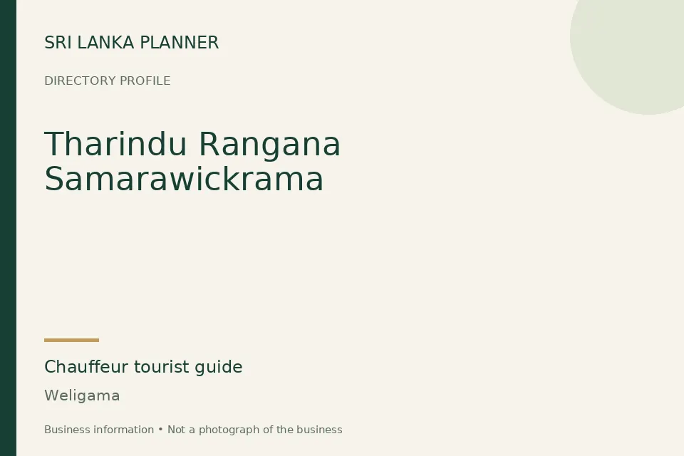 Directory cover for Tharindu Rangana Samarawickrama in Weligama, Sri Lanka