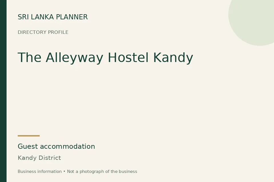 Directory cover for The Alleyway Hostel Kandy in Kandy District, Sri Lanka