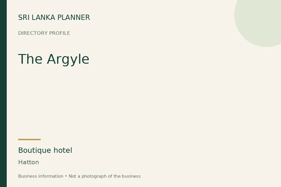 Directory cover for The Argyle in Hatton, Sri Lanka