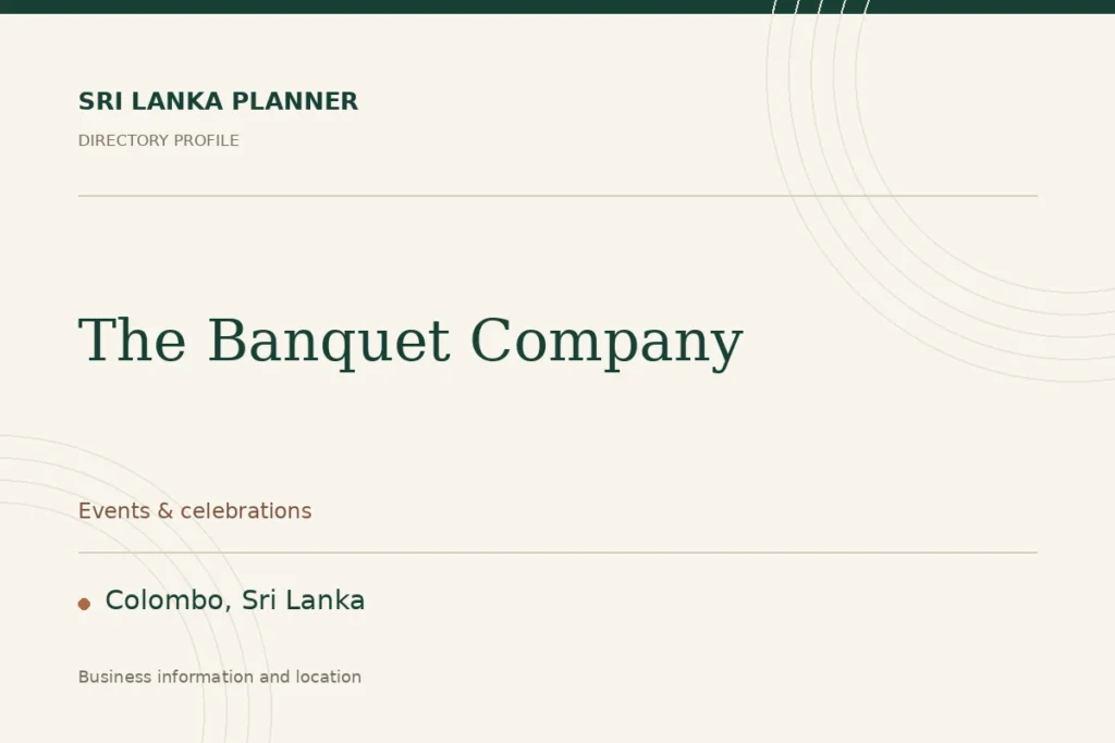 Directory cover for The Banquet Company in Colombo, Sri Lanka, showing the business name and category.