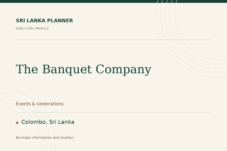 Directory cover for The Banquet Company in Colombo, Sri Lanka, showing the business name and category.