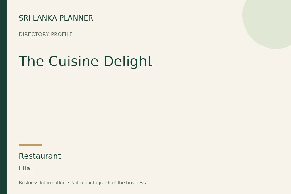 Directory cover for The Cuisine Delight in Ella, Sri Lanka