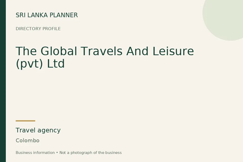 Directory cover for The Global Travels And Leisure (pvt) Ltd in Colombo, Sri Lanka