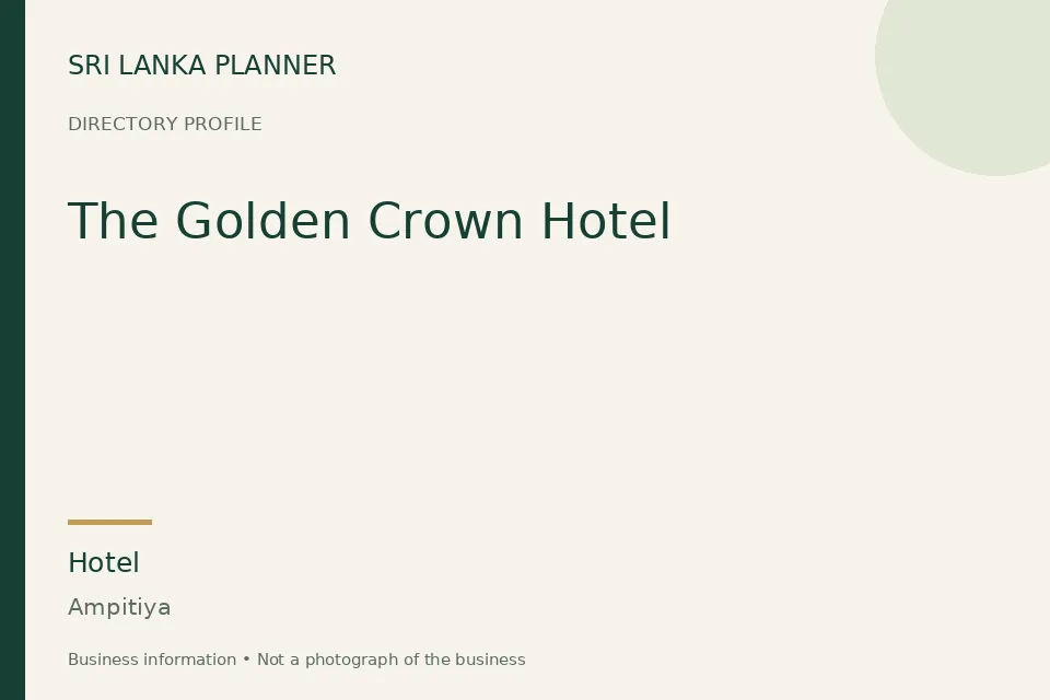 Directory cover for The Golden Crown Hotel in Ampitiya, Sri Lanka