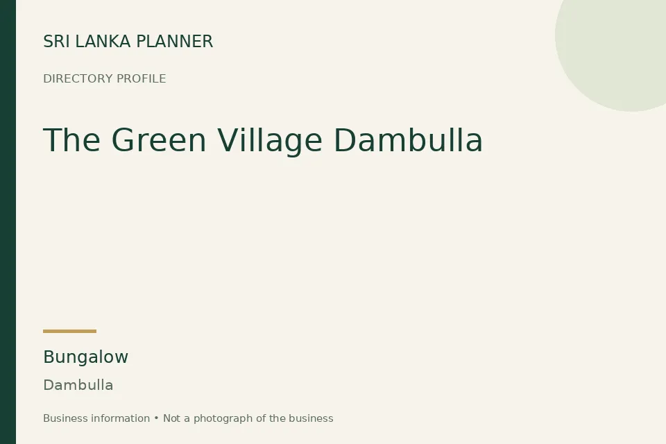 Directory cover for The Green Village Dambulla in Dambulla, Sri Lanka