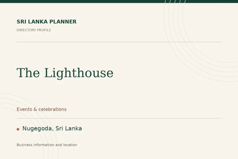 Directory cover for The Lighthouse in Nugegoda, Sri Lanka, showing the business name and category.