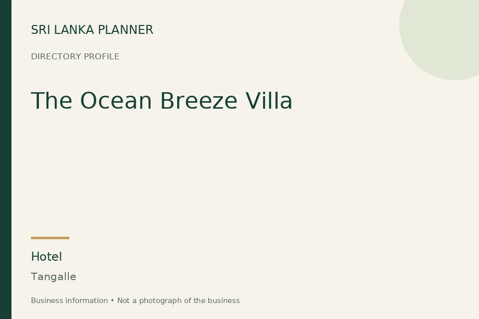 Directory cover for The Ocean Breeze Villa in Tangalle, Sri Lanka