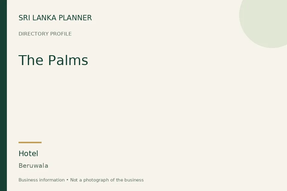 Directory cover for The Palms in Beruwala, Sri Lanka