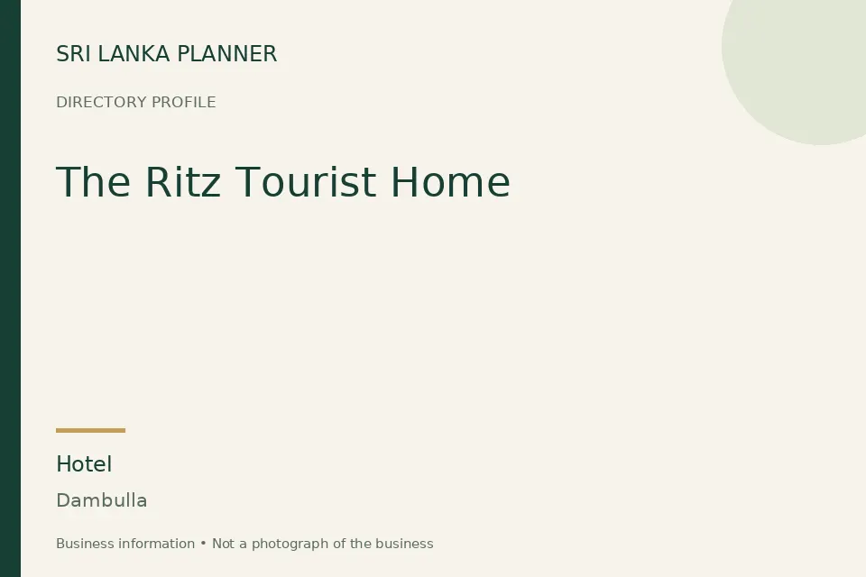 Directory cover for The Ritz Tourist Home in Dambulla, Sri Lanka
