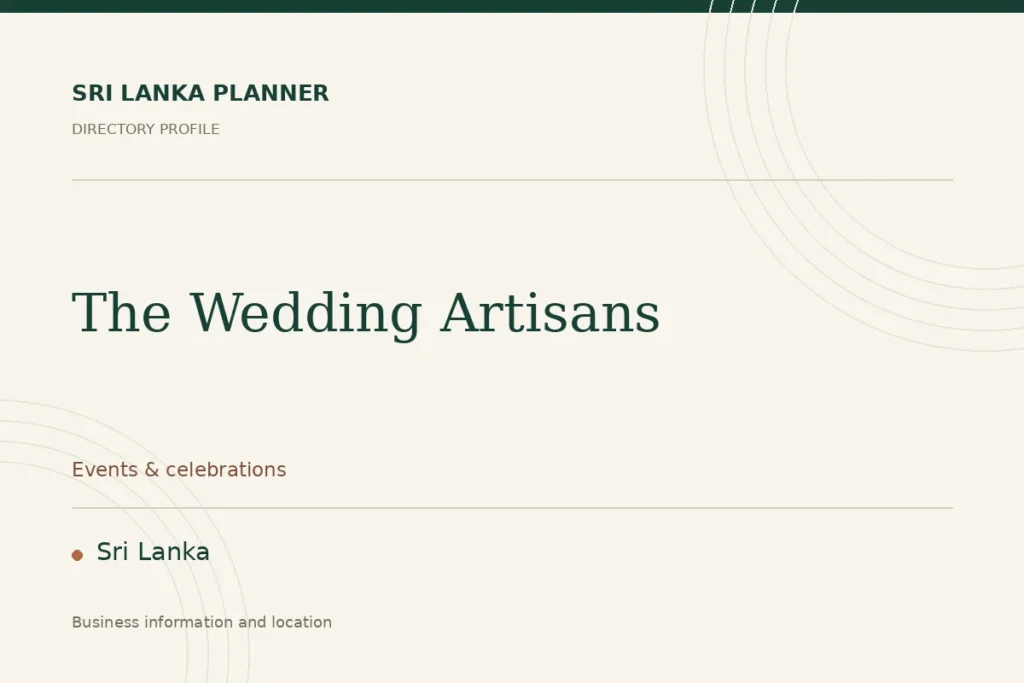 Directory cover for The Wedding Artisans in Sri Lanka, showing the business name and category.